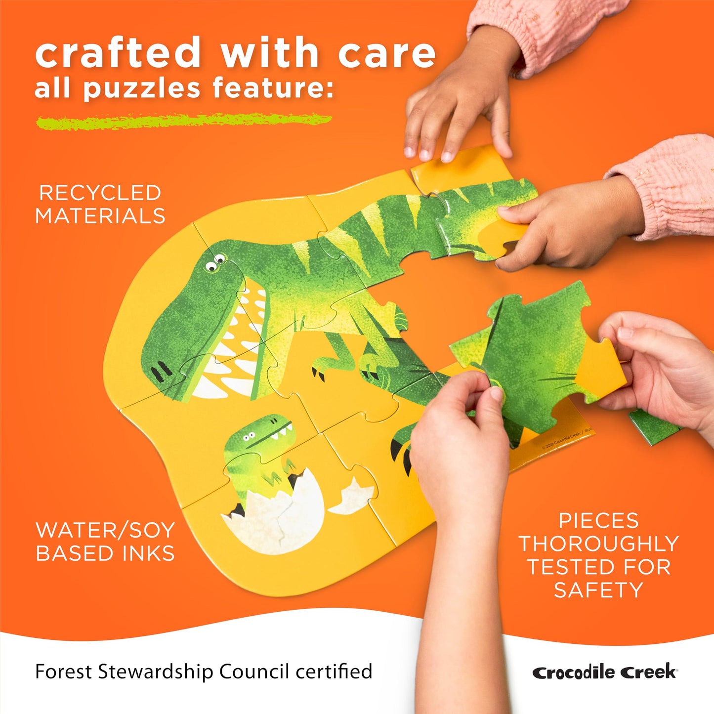 Crocodile Creek 60-Piece Holographic Foil Floor Puzzle for Kids Ages 4-8 and Up - Heavy-Duty Box for Storage - Sparkling Unicorn - 14” x 19” Finished