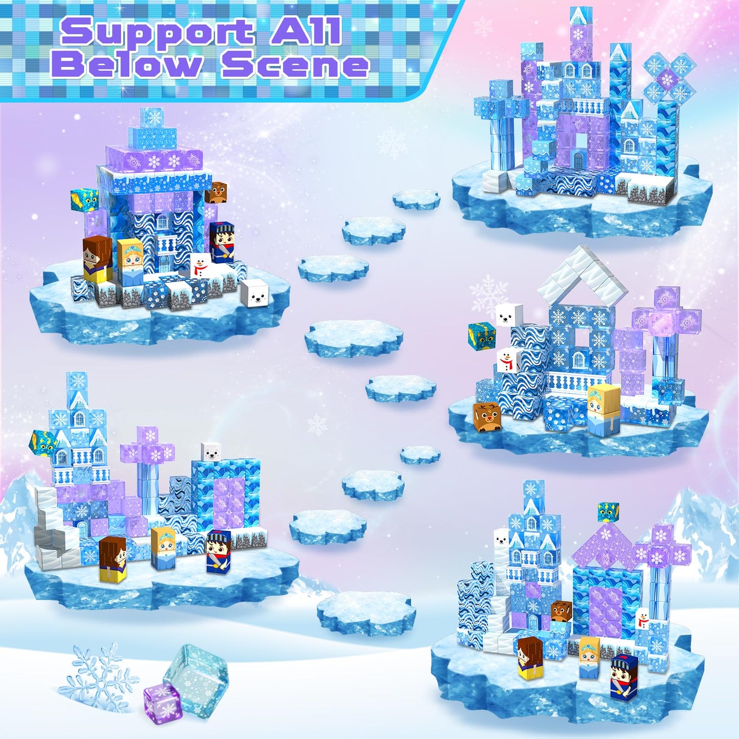 100-Piece Magnetic Building Blocks for Kids 4-12 – Transparent Cubes for Princess Castle, Creative STEM Toy Birthday Gift for Girls