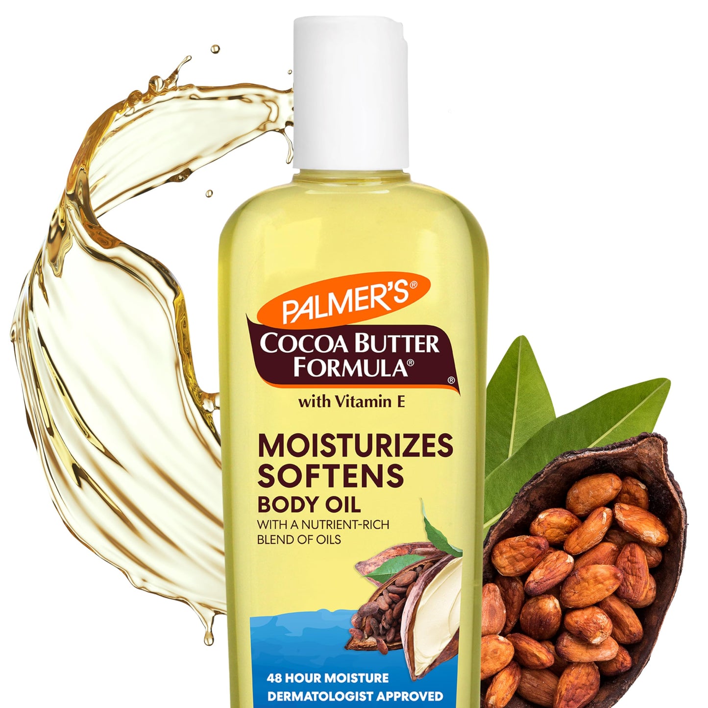 Palmer’s Cocoa Butter Body Oil with Vitamin E – Moisturizing, Hydrating, Instant Absorption, Radiant Glow for Bath, Body & Shower, 8.5 oz