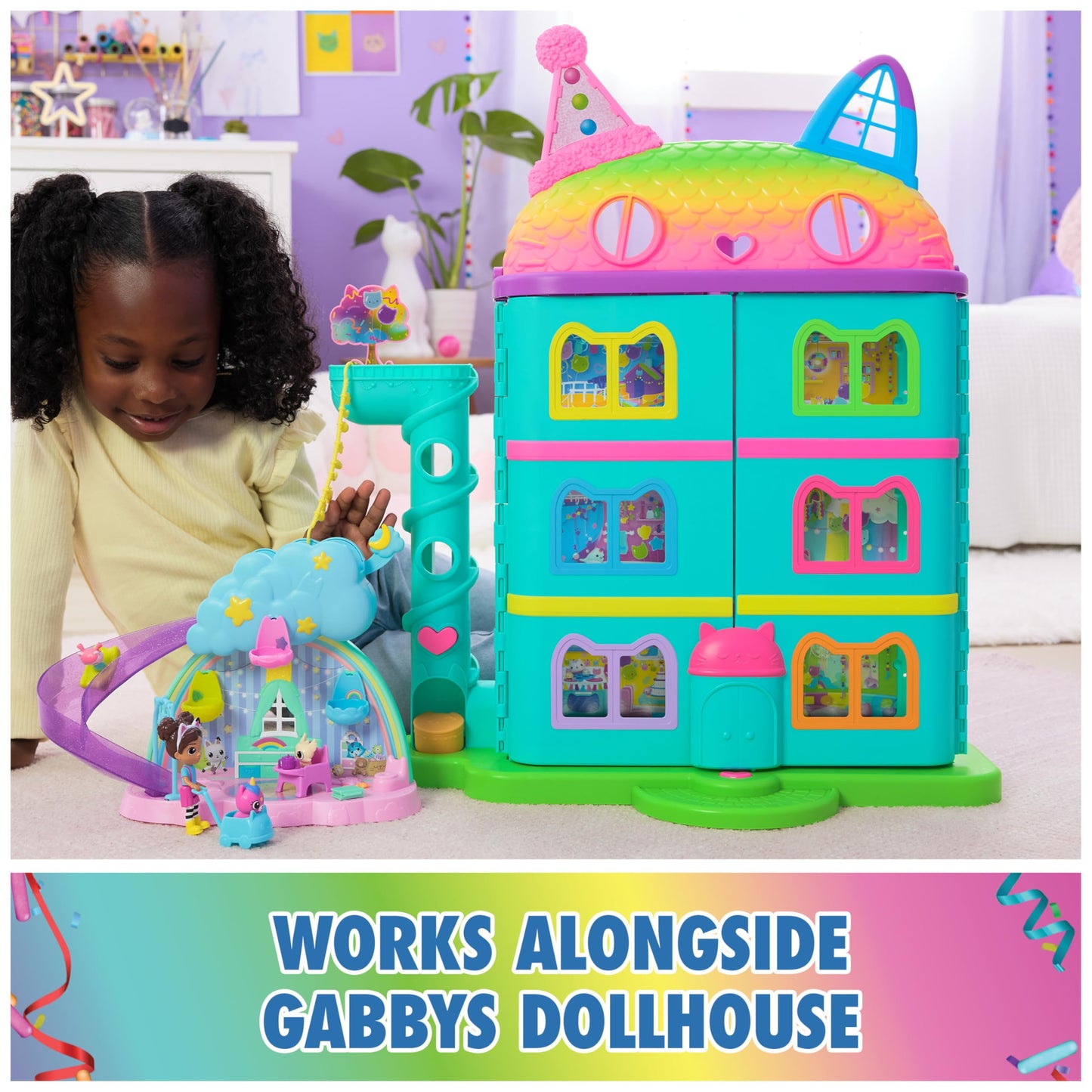Gabby's Dollhouse Kitty Care Ear Purrfect Playroom – 17-Piece Playset with 4 Figures, Furniture & Accessories for Kids 3+