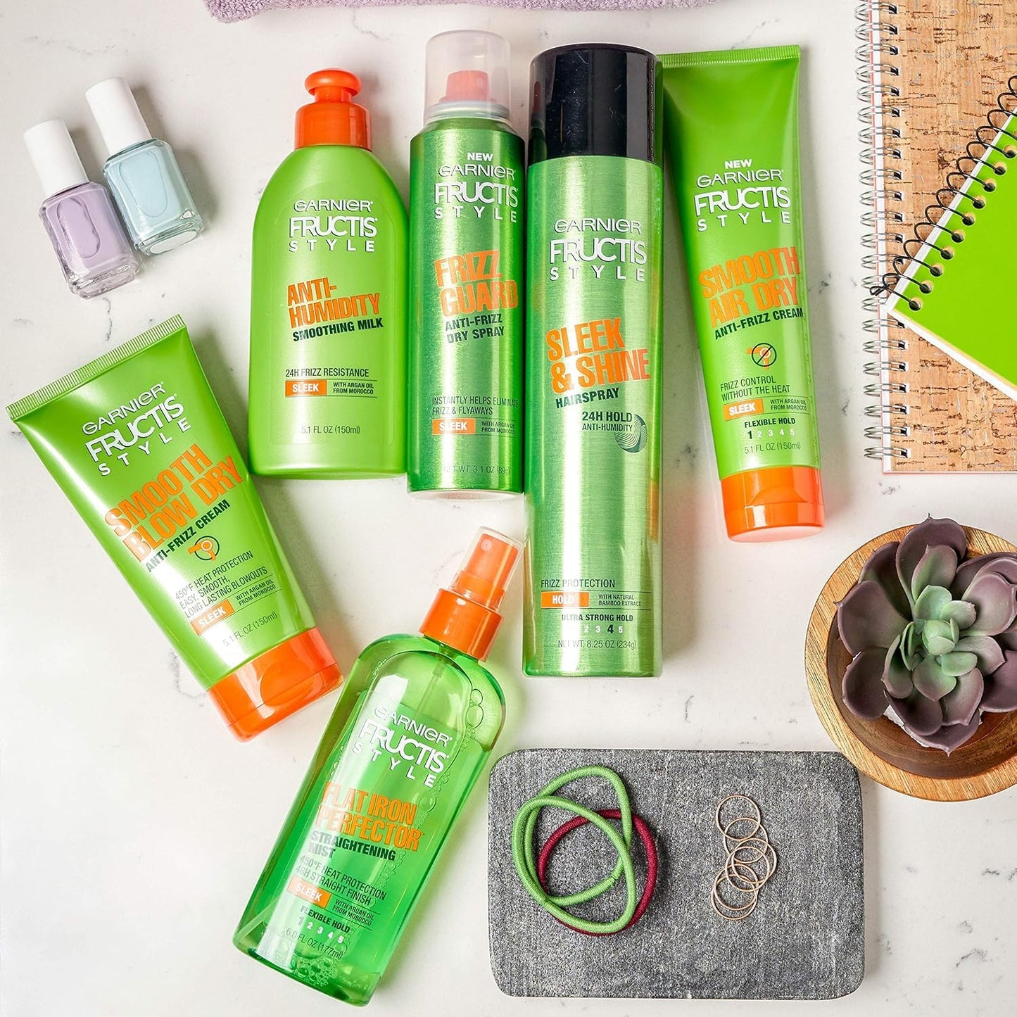 Garnier Fructis Style Sleek and Shine Anti-Humidity Hairspray, Ultra Strong Hold, Frizz Protection 8.25 Oz, 1 Count (Packaging May Vary)