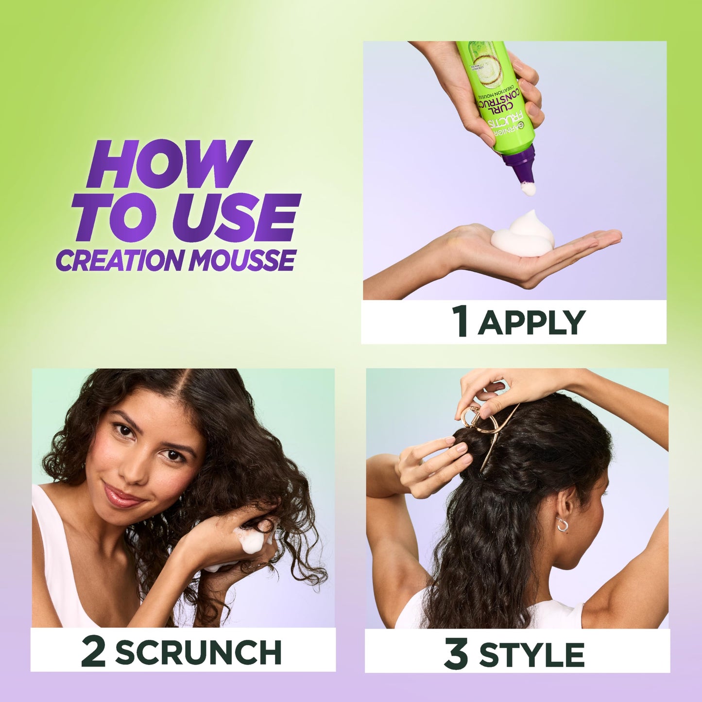 Garnier Fructis Style Curl Construct Creation Mousse, 6.8 Oz, 1 Count (Packaging May Vary)