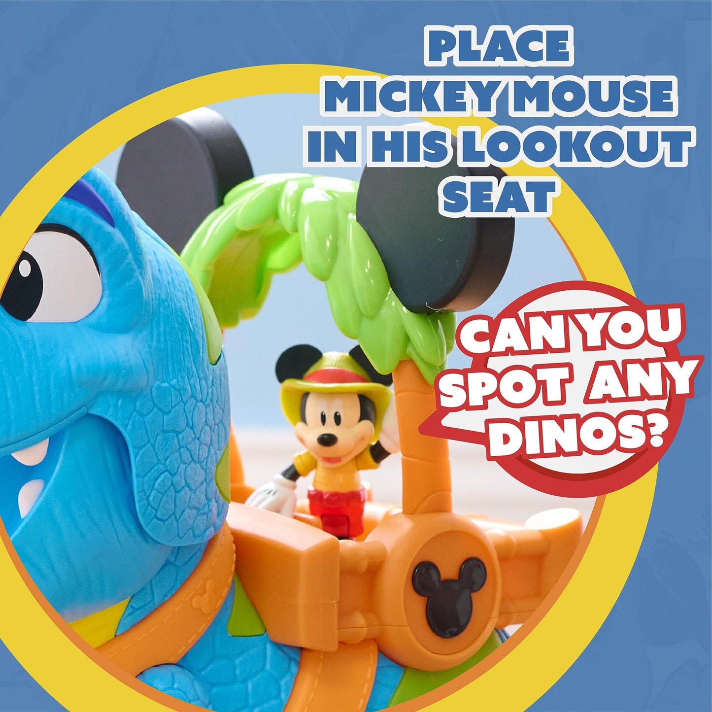 Disney Junior Mickey Mouse Funhouse Roarin' Safari Dino, 4-piece Figures and Playset, Dinosaur, Kids Toys for Ages 3 Up by Just Play