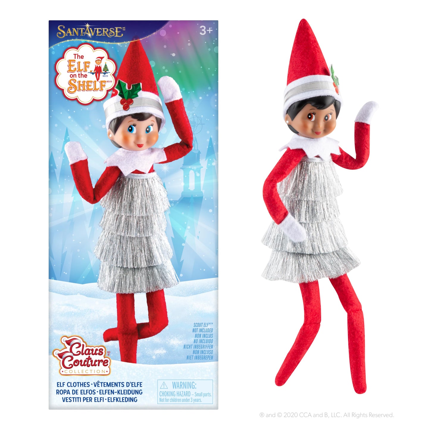 The Elf on the Shelf Claus Couture Collection Tiny Tinsel Dress - Dazzling Vintage Elf Dress - Scout Elf Not Included