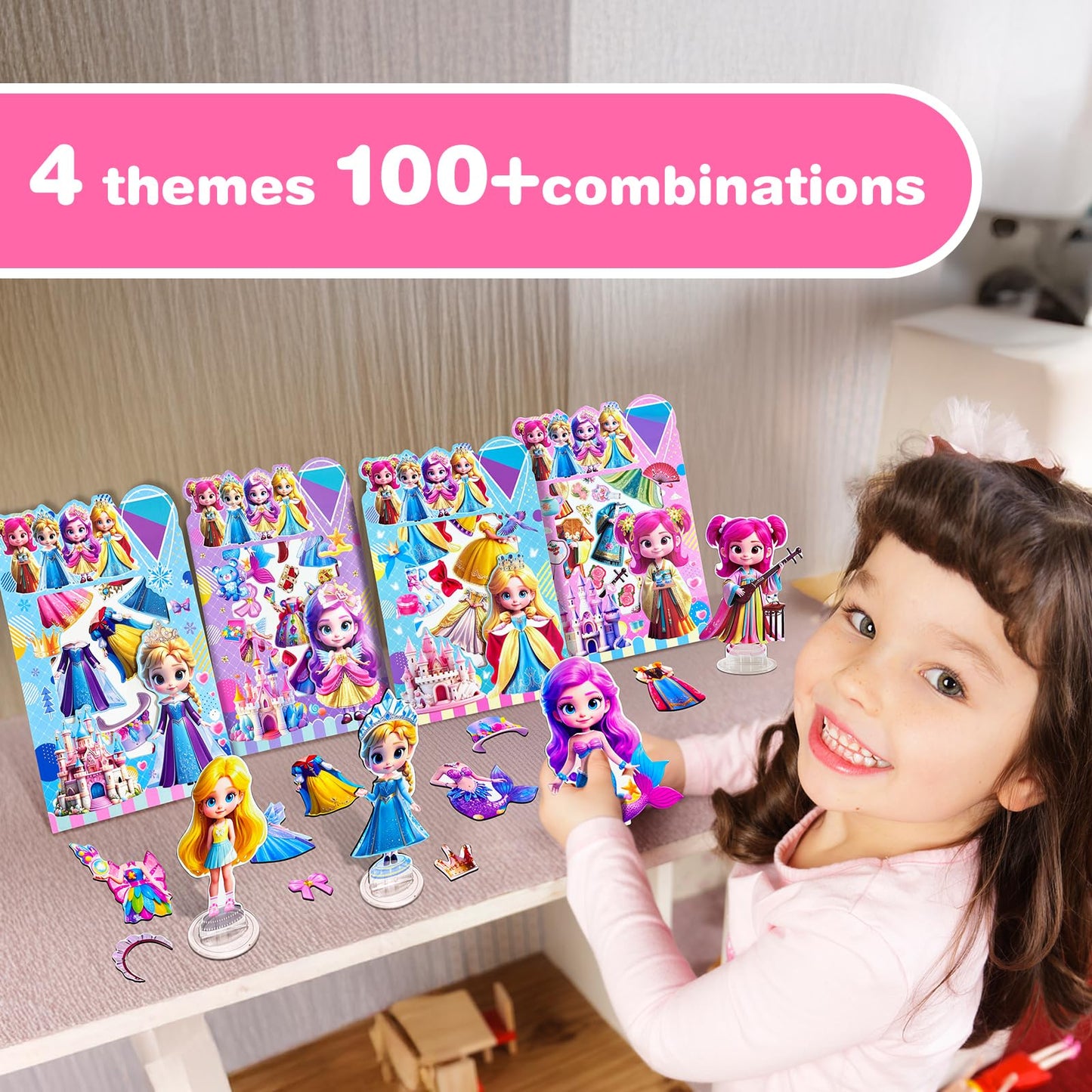 ZHOC Magnetic Dress Up Dolls for Girls – Princess Magnet Kit, Travel & Road Trip Activity Toy, Birthday Gift for Ages 3-8