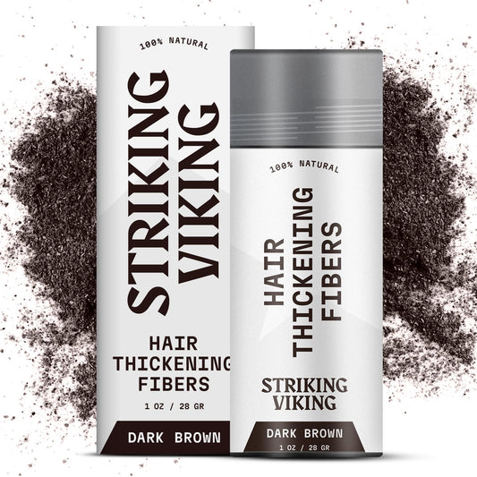 Striking Viking Hair Building Fibers for Thinning Hair - Dark Brown, 0.98 oz – Long-Lasting, Natural Hair Filler Powder for Men & Women