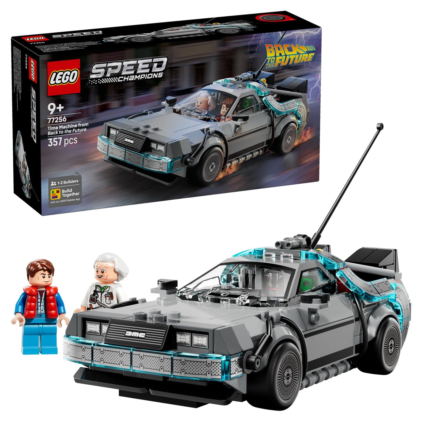 LEGO Speed Champions Back to the Future Time Machine Toy – Build & Display Car for Kids 9+, 2 Modes, Birthday Gift, Set 77256