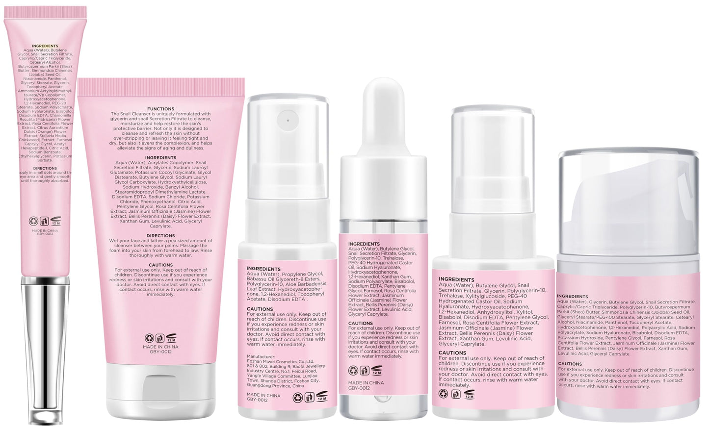 Korean Snail Mucin Skincare Set – 6 Pcs Anti-Aging, Hydrating & Repairing Glass Skin Kit for Dull, Dry Skin – Gift Set for Women & Teens