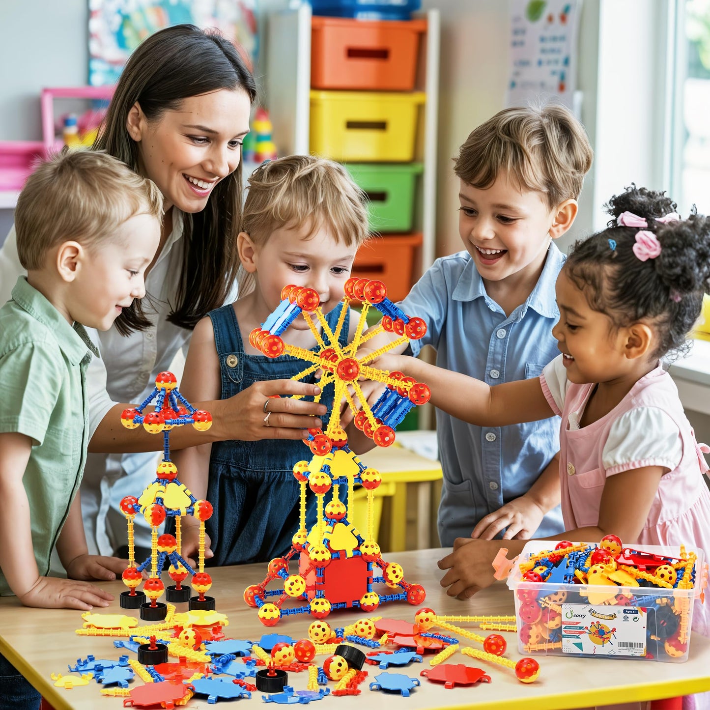 Cossy 198PCS STEM Building Blocks Kit for Kids, Educational Construction Toys, Creative Engineering & Learning Games for Ages 3-8