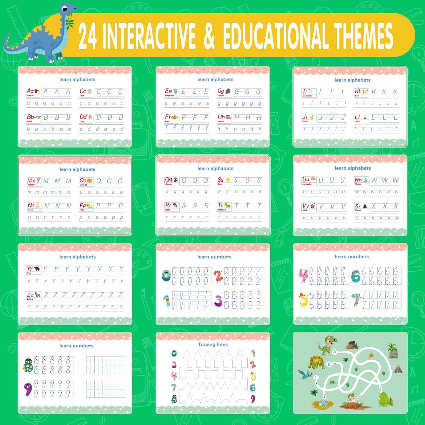NASHRIO Montessori Busy Book for Toddlers 3-5 - 24 Themes Educational Learning Toy for Kids 3-6, Preschool Activities for Home, School & Travel