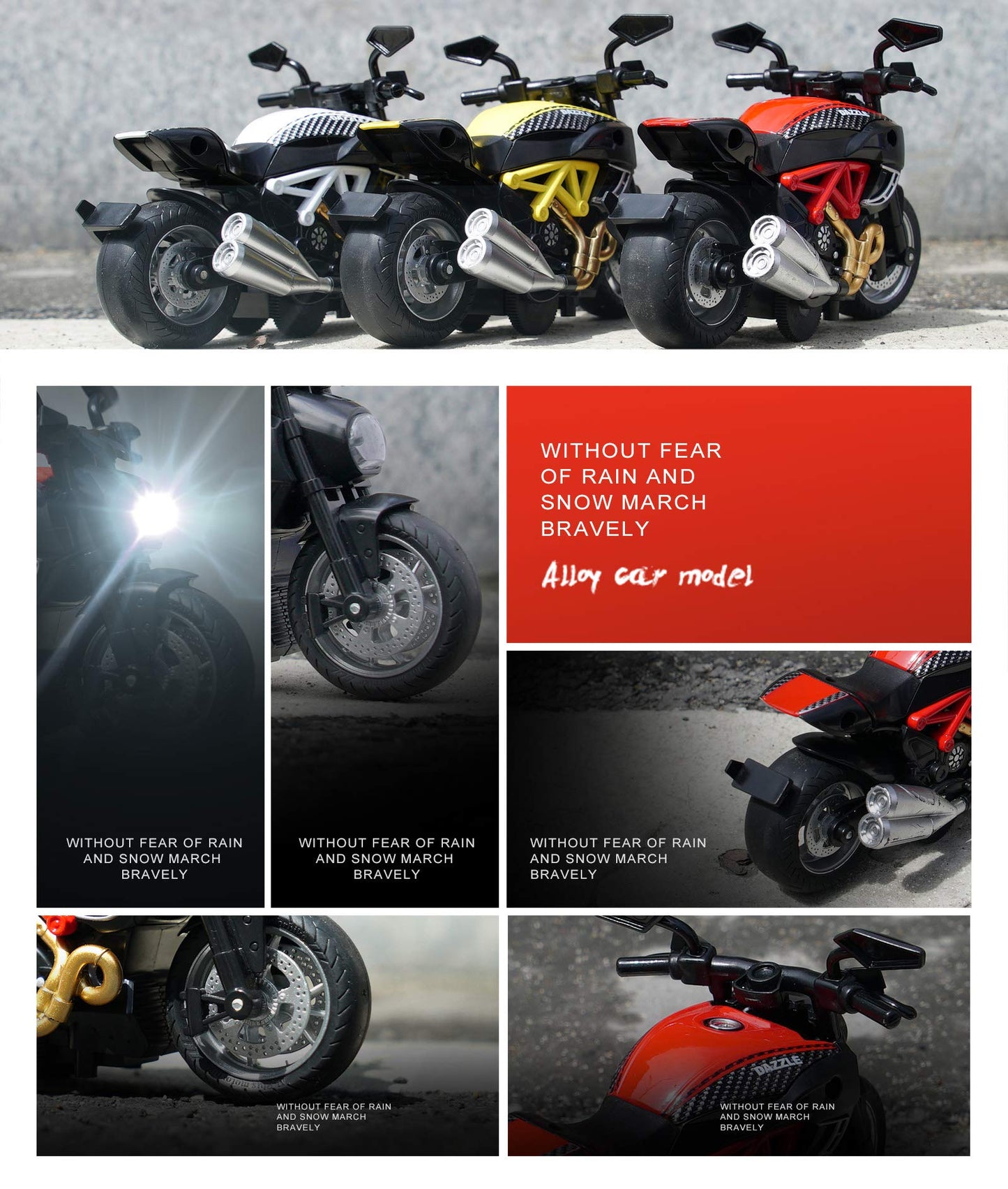 MING YING 66 Toy Motorcycle - Pull Back Toy Cars with Sound and Light Toy,Motorcycle Toy for Kids,Motorcycle Toys for Boys Age 3-9