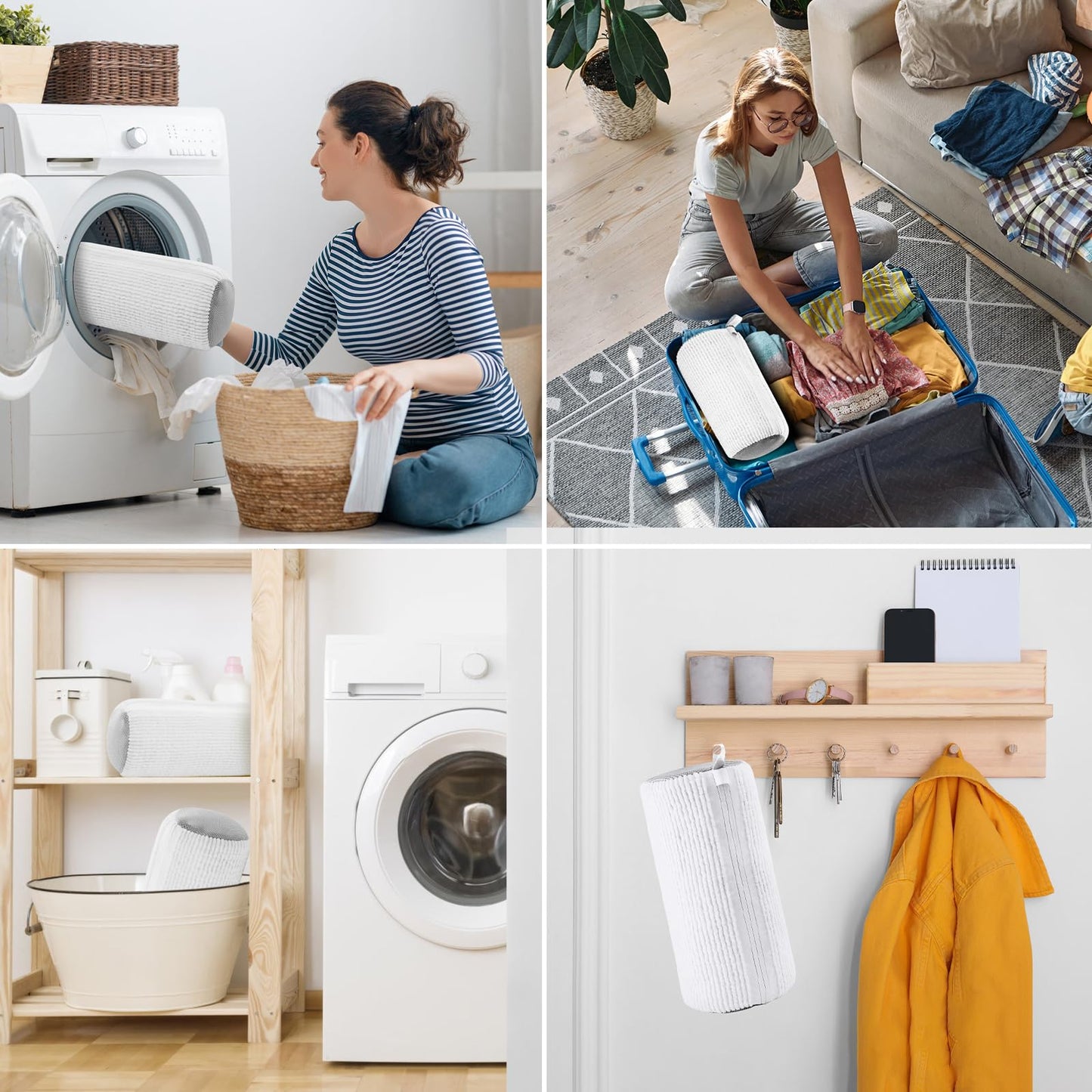 Shoe Laundry Bag 2-Pack – Side Zipper Washing Machine Bags for Sneakers, Reusable Shoe Cleaner for All Sizes – White