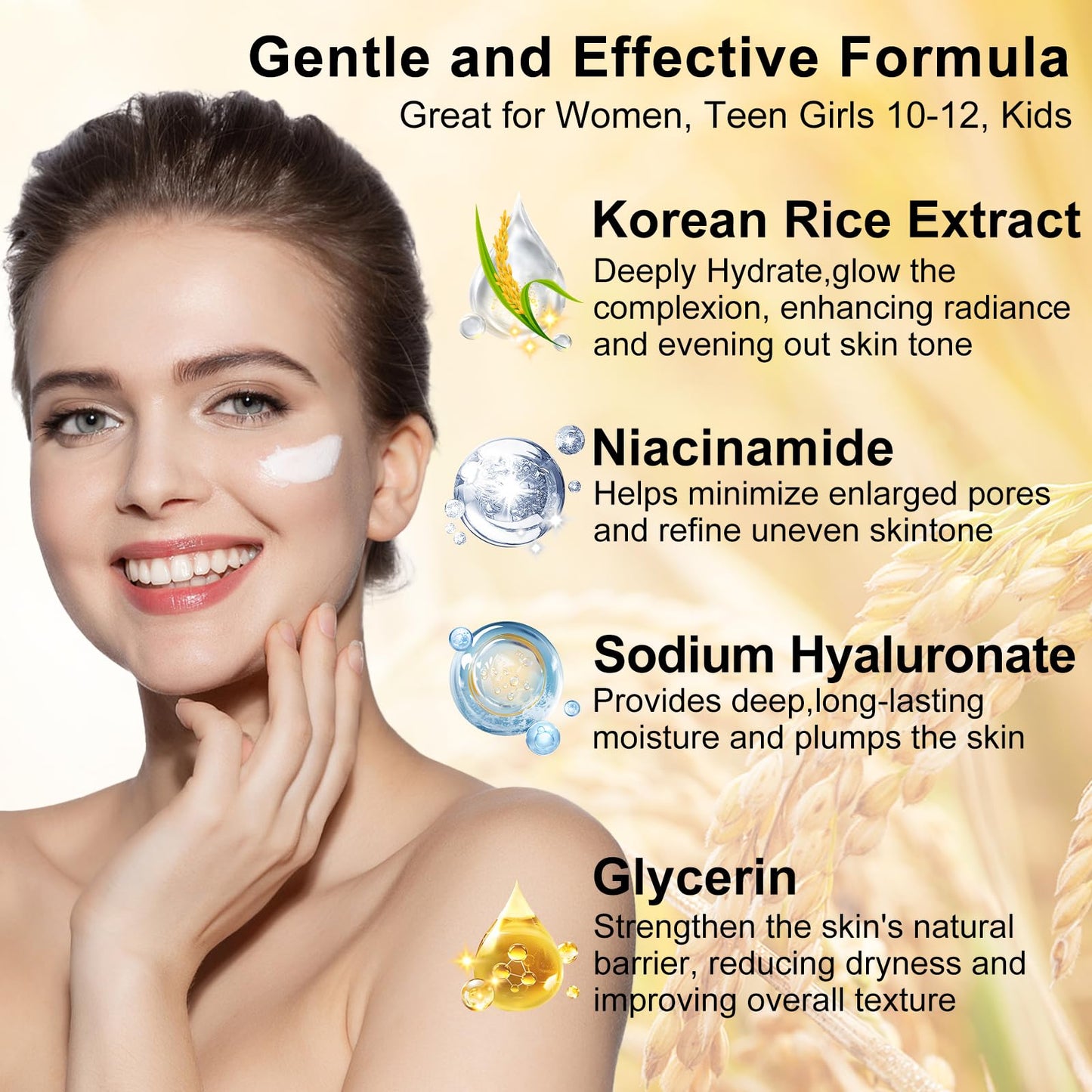 6Pcs Korean Glass Skin Care Set for Women & Teens – Rice Extract Facial Kit to Hydrate, Glow & Repair – Anti-Aging Routine Gift for Mom, Wife, Girls