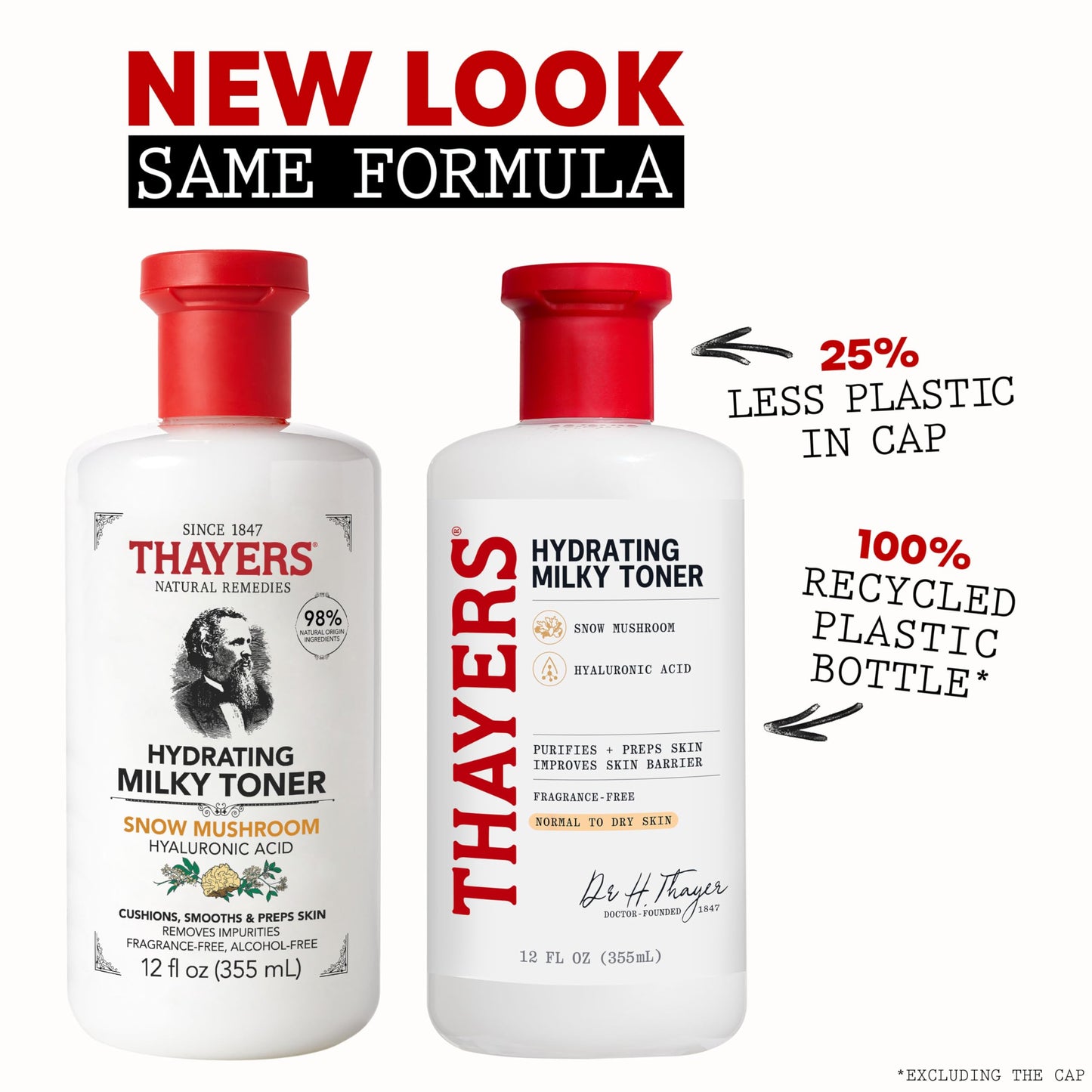 THAYERS Milky Face Toner Skin Care with Snow Mushroom and Hyaluronic Acid, Natural Gentle Facial Toner, for Dry and Sensitive Skin, 355mL
