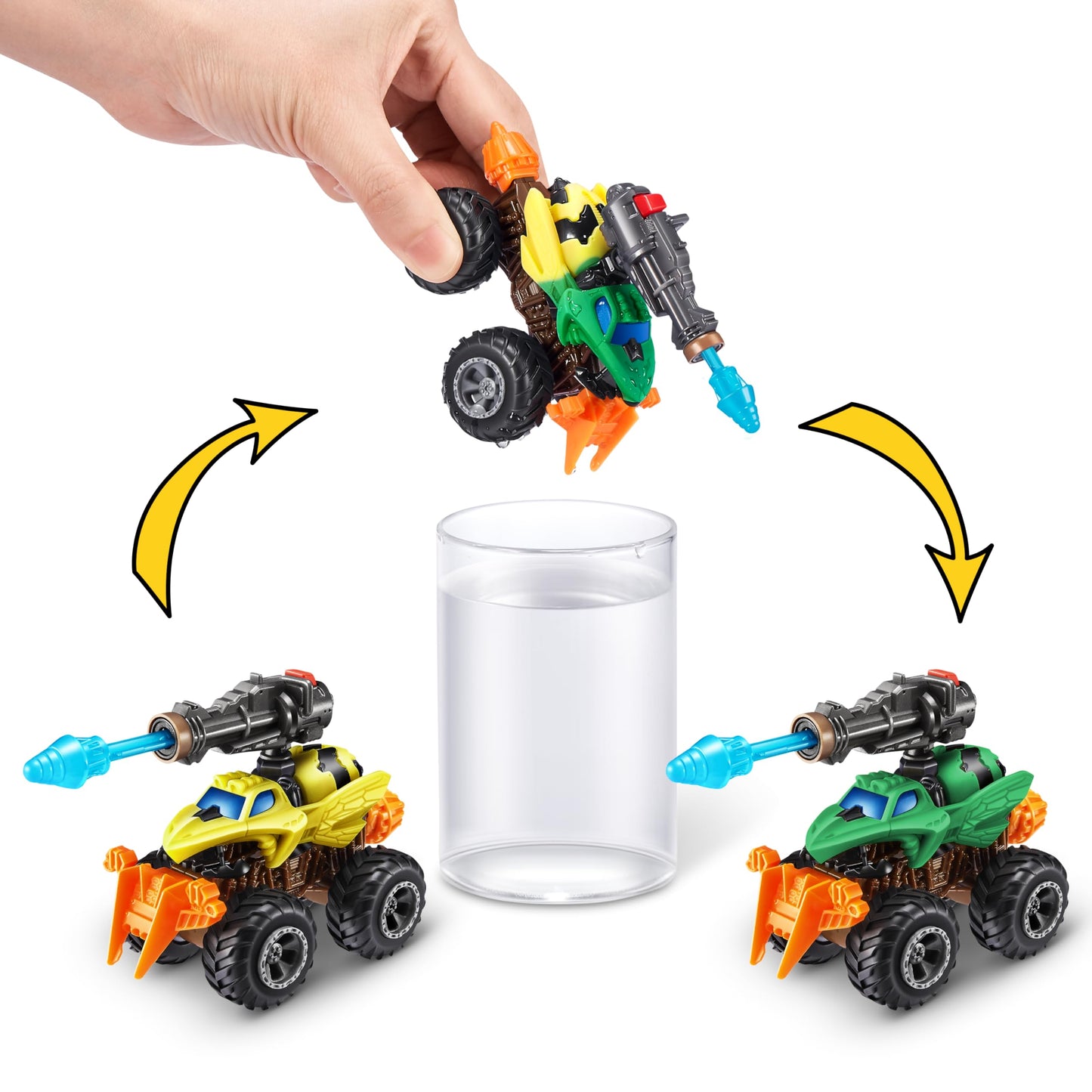 5 Surprise Monster Trucks Series 3 Color Change (2 Pack) by ZURU Collectible Racing Battle Surprise Fireable Weapons Action Toys for Boys