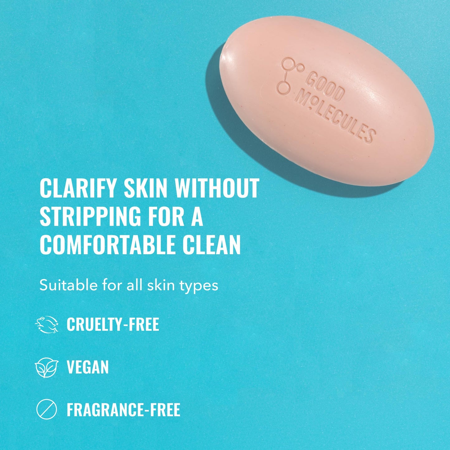 Good Molecules Clarify & Cleanse Bar – Soap-Free with Salicylic Acid (BHA) for Skin Tone, Face & Body Cleanser, Skincare for All Skin Types