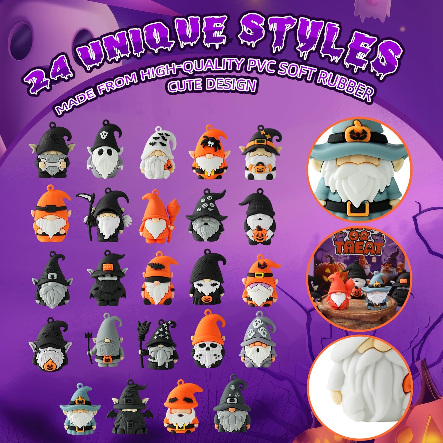 Compareye 36 Pcs Mini Gnome Figures – 1.6" Halloween Party Favors, Dollhouse Decor, Keychains, Trick-or-Treat Gifts for Kids & Adults