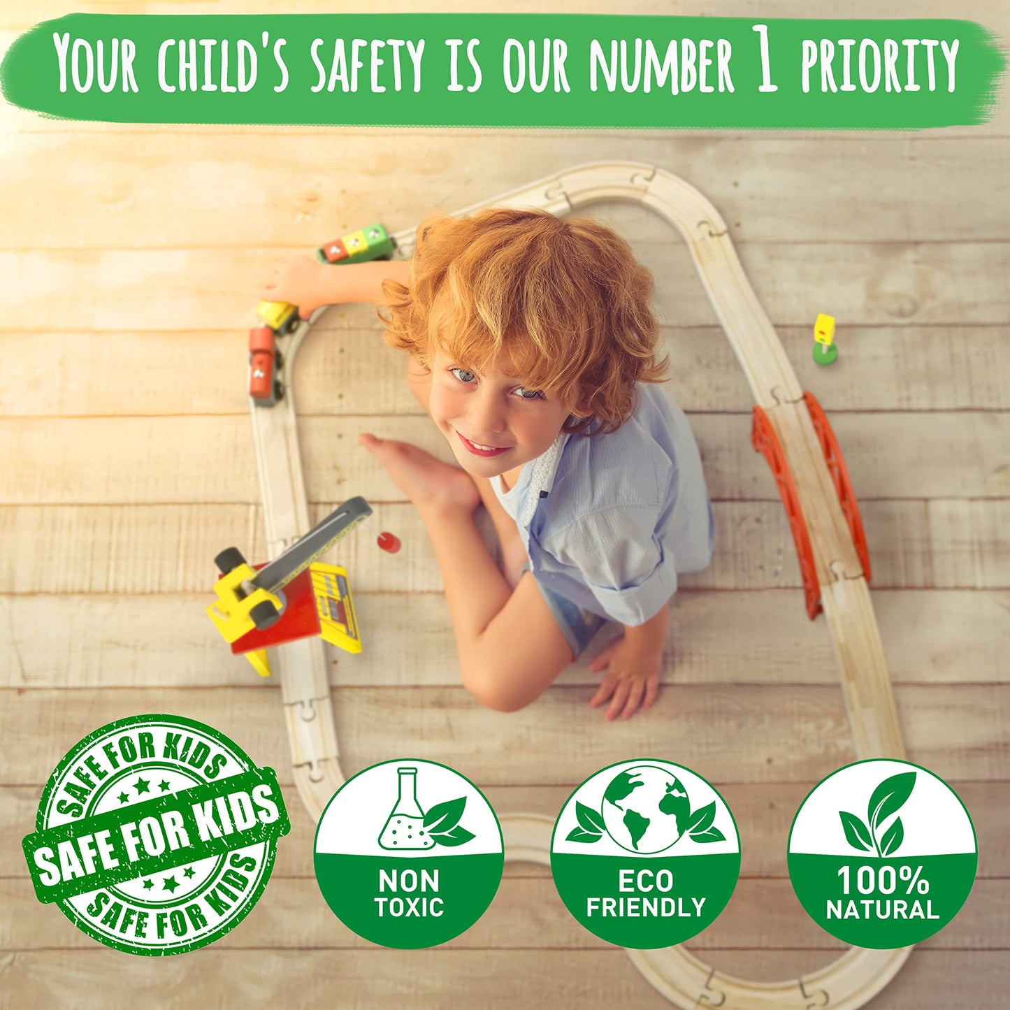 KipiPol 38-Piece Wooden Train Set for Toddlers 2-7 with Crane, Bridge & Tracks – Compatible with Thomas, Brio, IKEA, Melissa & Doug Toys