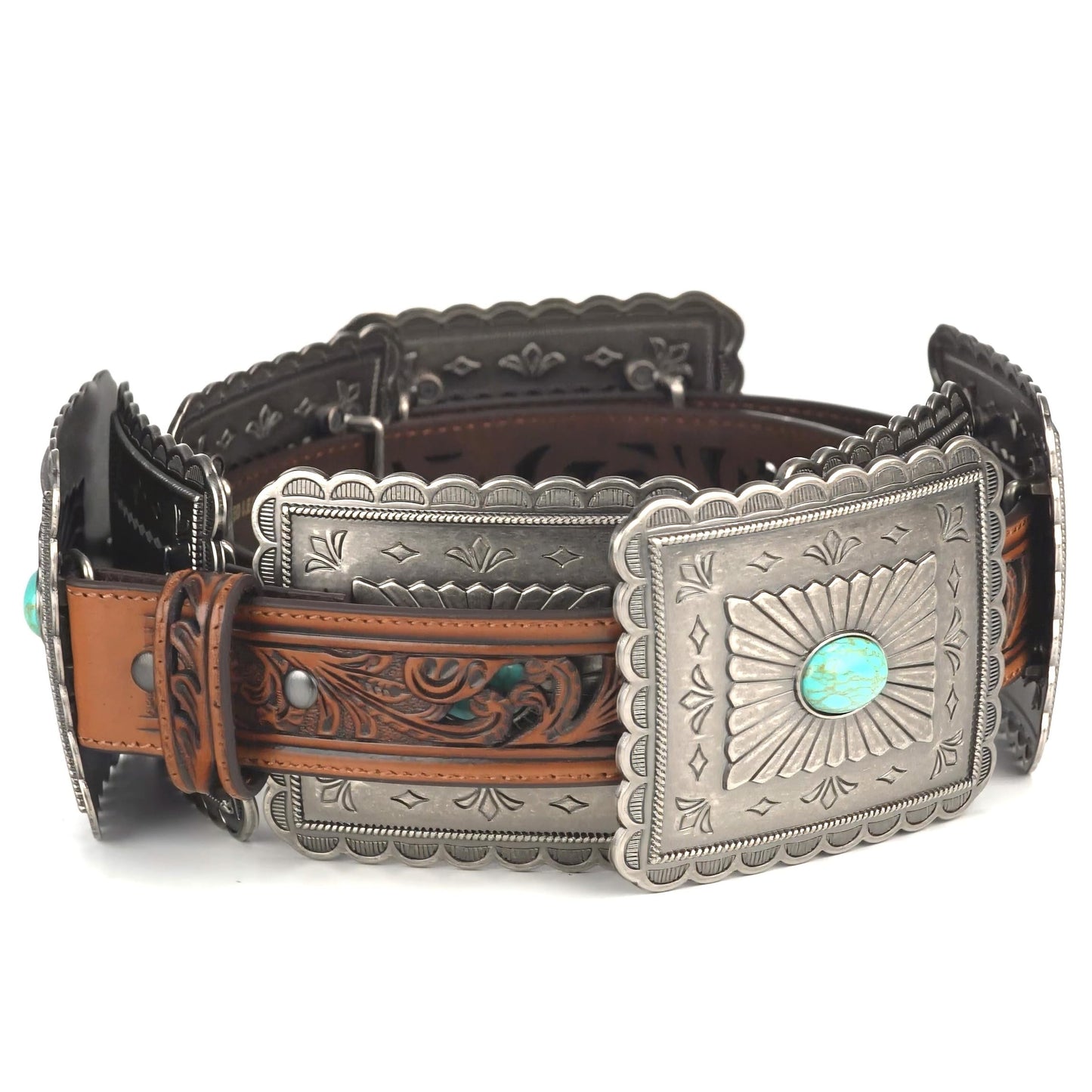 ARIAT Women's Turquoise Concho Western Belt, Tan, X-Large