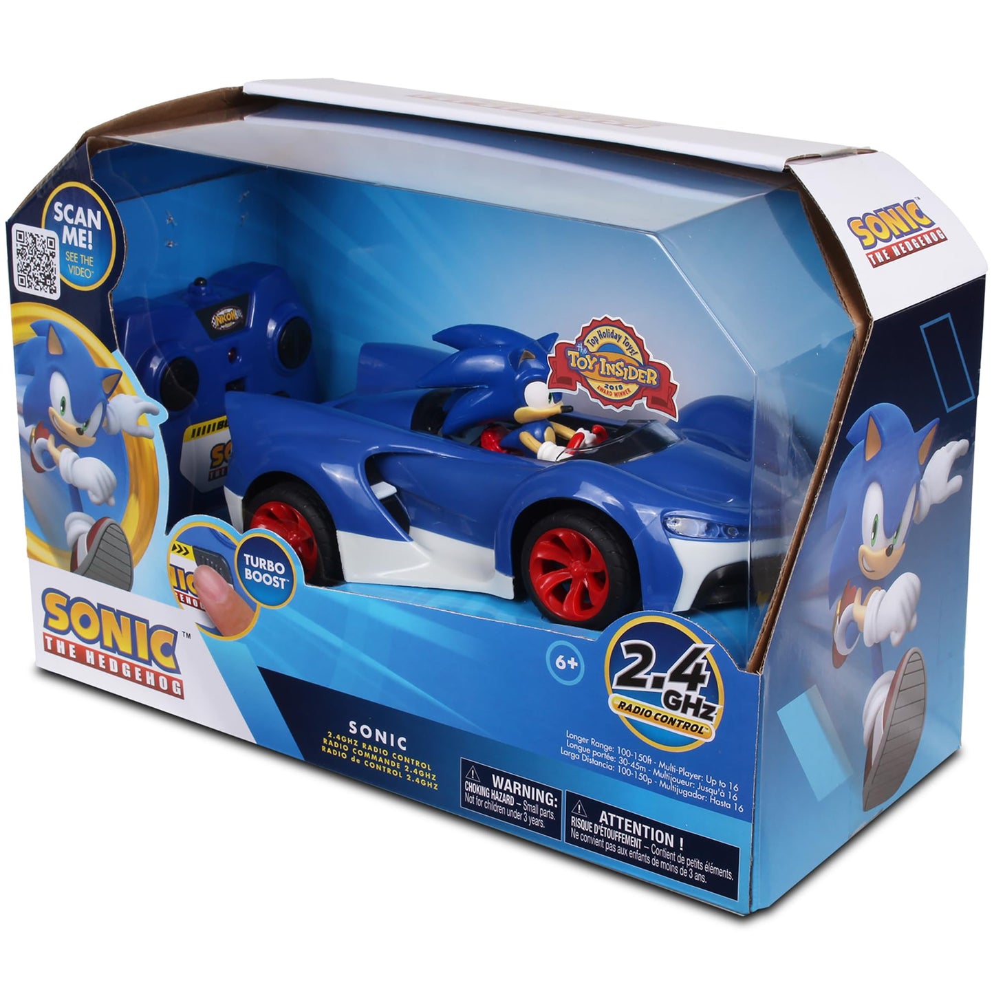NKOK Team Sonic Racing 2.4GHz RC Car with Turbo Boost, Working Lights, Adjustable Wheels, Fun & Easy, Sonic The Hedgehog 601, Ages 6+