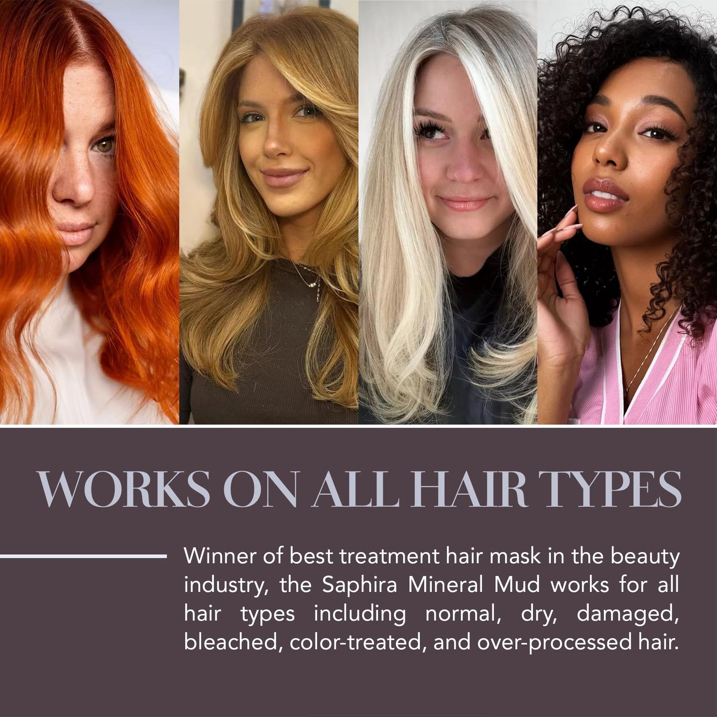 Saphira Mineral Mud Hair Mask, 34oz – Deep Repair for Dry, Damaged, Color-Treated Hair, Hydrates, Adds Shine, Sulfate & Paraben-Free