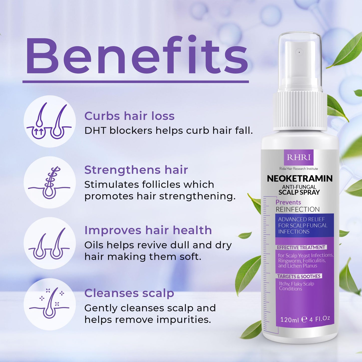 Neoketramin Anti-Fungal Scalp Spray | Dandruff, Psoriasis & Folliculitis Treatment | Relieves Itchy, Dry, Irritated Scalp, Ringworm & Yeast Infections