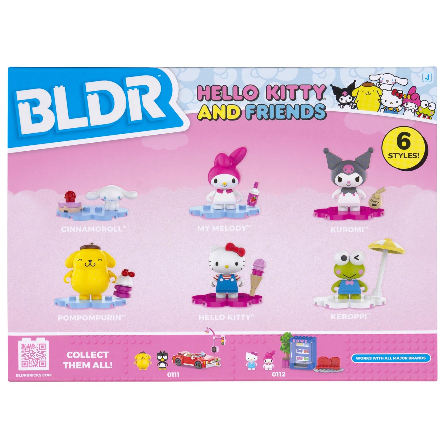 BLDR Hello Kitty & Friends 6-Pack Minifigures – Hello Kitty, Cinnamoroll, Pompompurin, My Melody, Keroppi & Kuromi – Amazon Exclusive, Ages 8+