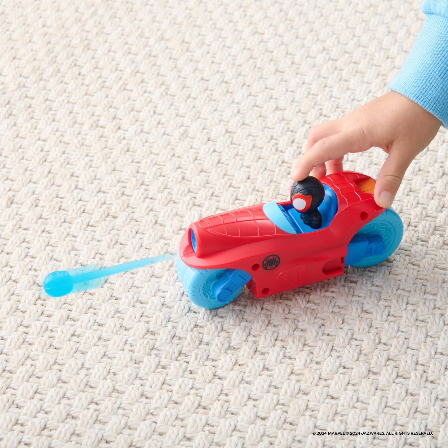 Jazwares Marvel Spidey and His Amazing Friends Spidey Team Split Racer - 8.5-Inch Three-in-One Vehicle with Web Darts, Sound Effects, and Phrases