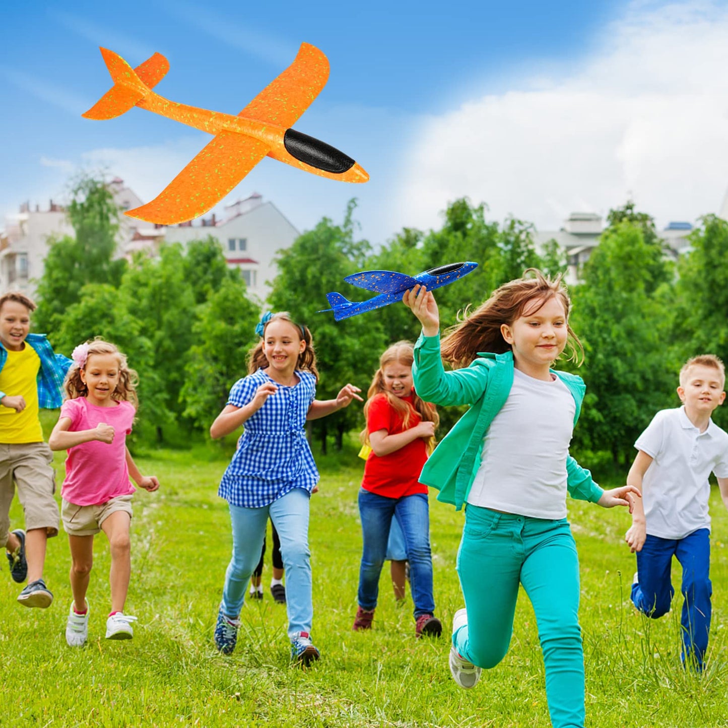 VCOSTORE 2-Pack 13.3" Foam Airplanes for Kids – Throwing Glider Planes Toy for Boys & Girls Ages 3-12, Outdoor Flying Fun