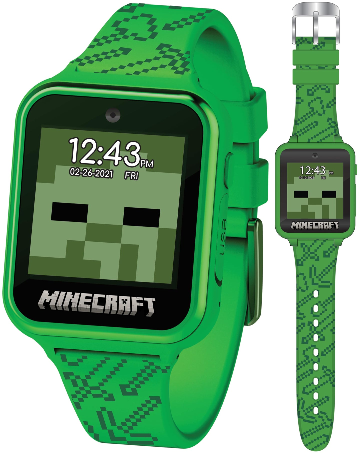 Minecraft Kids Smart Watch – Touchscreen, Camera, Video, Games, Alarm, Calculator & Pedometer – Fits 5.5"–8" Wrists