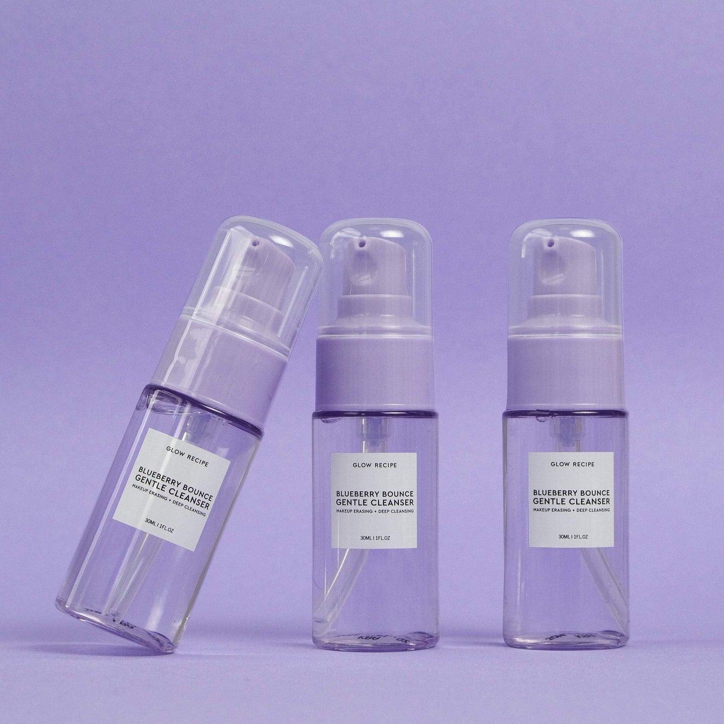 Glow Recipe Blueberry Bounce Travel Face Wash - Foaming Cleanser, Makeup Remover & Mask with Hyaluronic Acid & Gentle AHA, 30ml