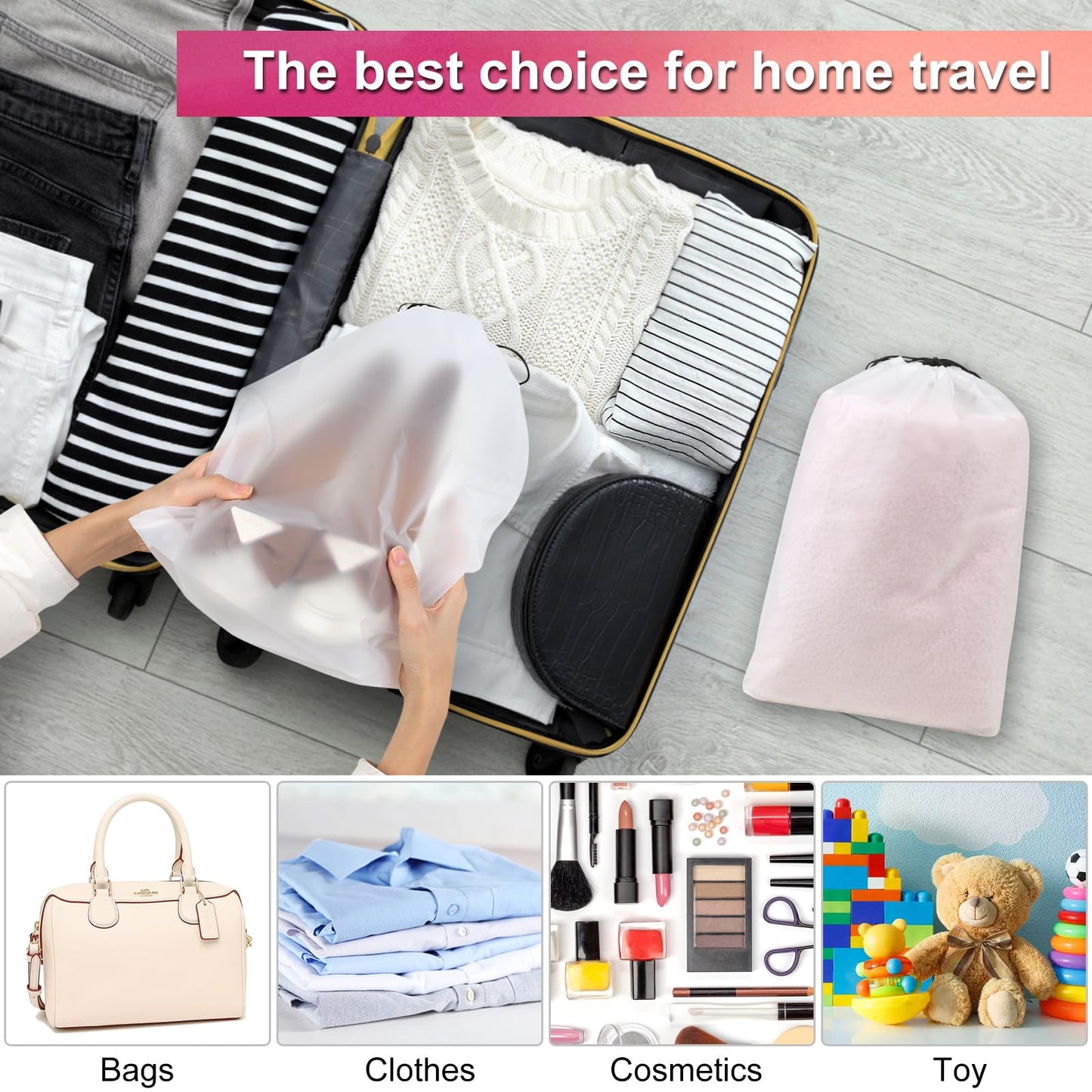 Vivinin 18 Pack Shoe Bags - 11.8in x 15.7in, Storage Bags for Packing, Travel Essentials for Men and Women