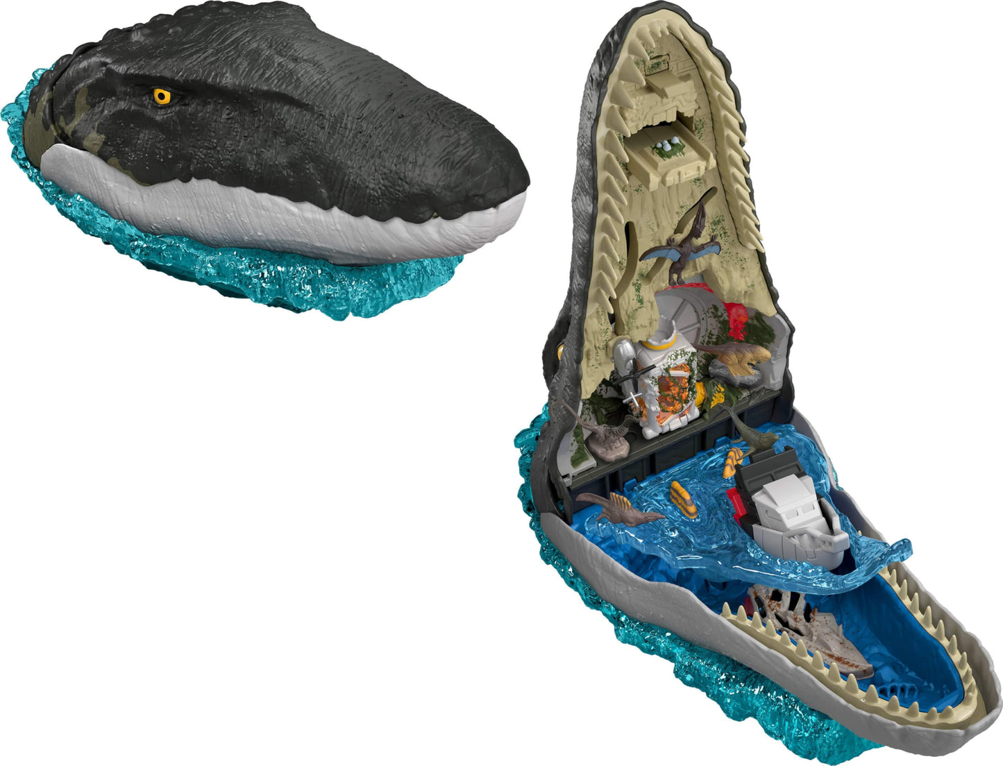 Mattel Jurassic World Rebirth Deluxe Mosasaurus Playset with 7 Interactive Features, 7 Sound Effects & 6 Micro Figures, Folds Up to Carry & Store