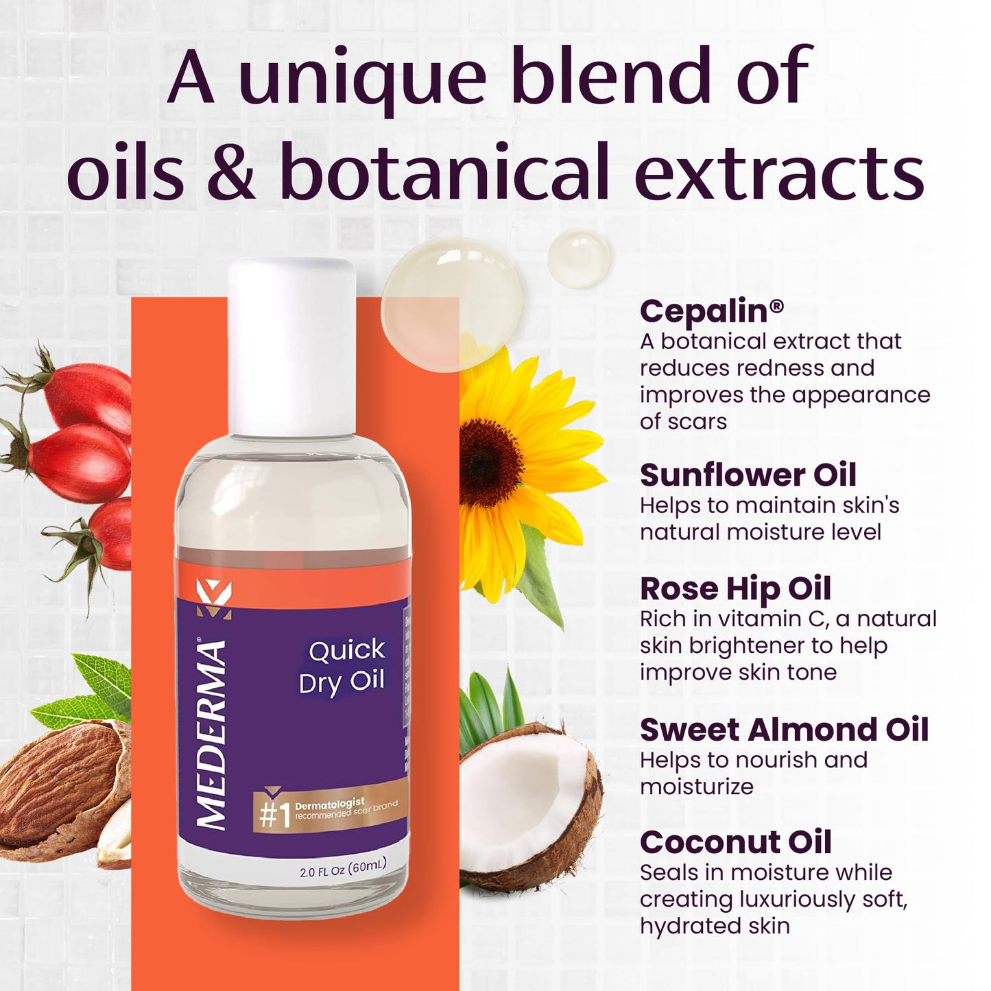 Mederma Quick Dry Oil 2.02oz – Scar & Stretch Mark Treatment with Natural Botanicals, Fast-Absorbing, Hydrating, Paraben-Free, Improves Skin Tone