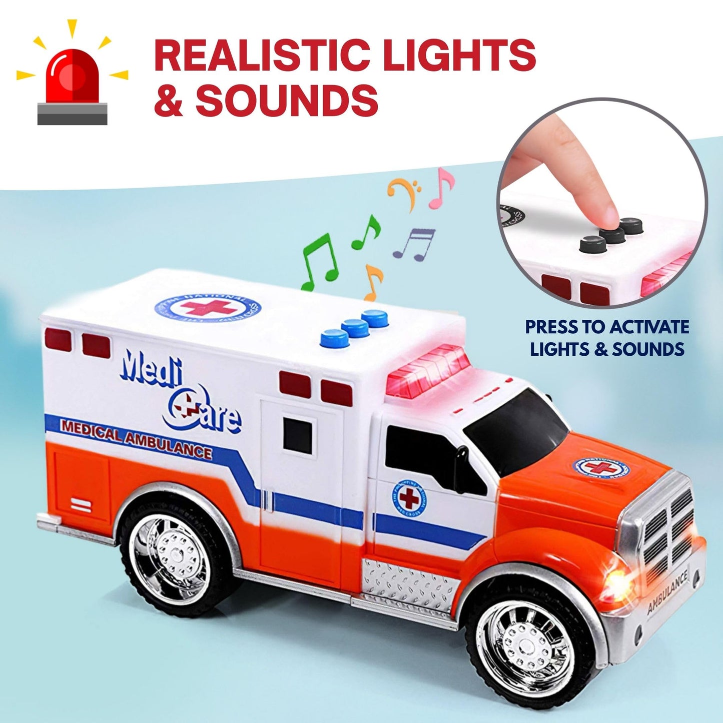 Liberty Imports 3-in-1 True Hero Rescue Vehicles Playset for Kids – Ambulance, Fire Truck & Police Car with LED Lights & Sound Effects