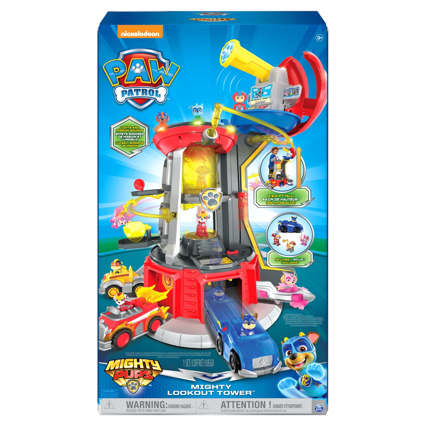 Paw Patrol, Mighty Lookout Tower with 4 Exclusive Bonus Action Figures, Toy Car, Lights and Sounds (Amazon Exclusive), Kids Toys for Ages 3 and up