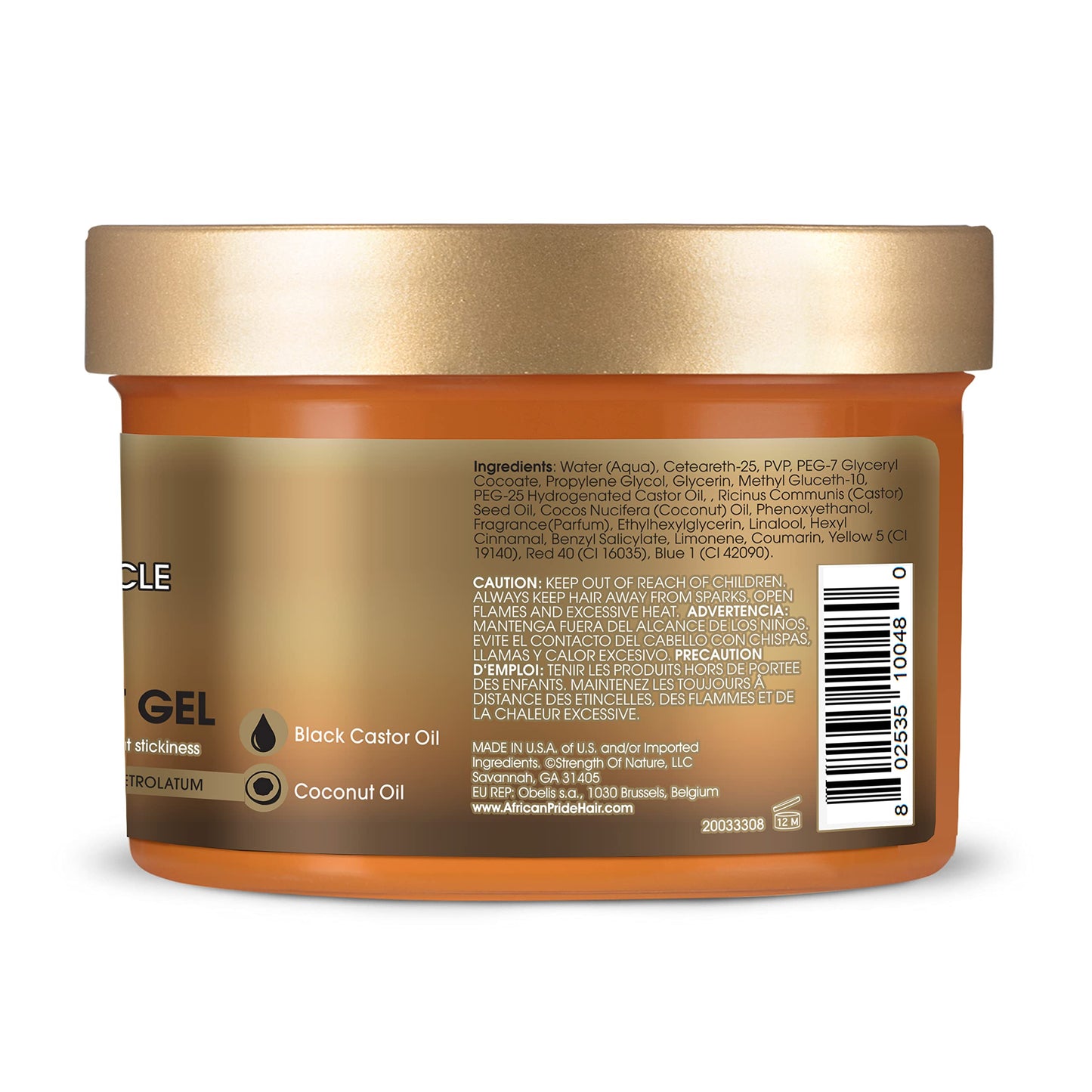 African Pride Black Castor Miracle Extra Hold Braid, Loc & Twist Gel | Extreme Hold Hair Gel for Braids & Edges | No Flake, Tames Frizz, 8oz