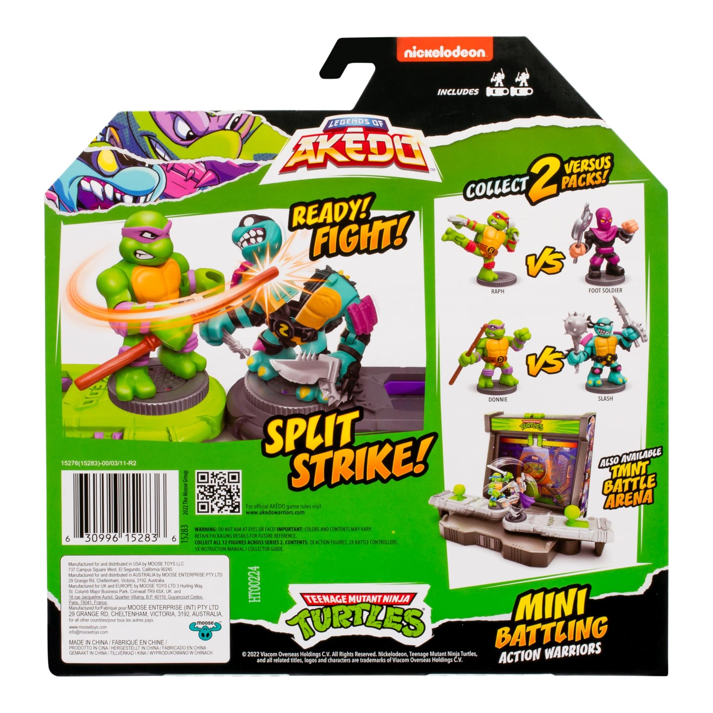 Legends of Akedo TMNT Versus Pack - Donnie vs Slash Mini Battling Figures with 2 Exclusive Battle Controllers, Ready Fight Split Strike