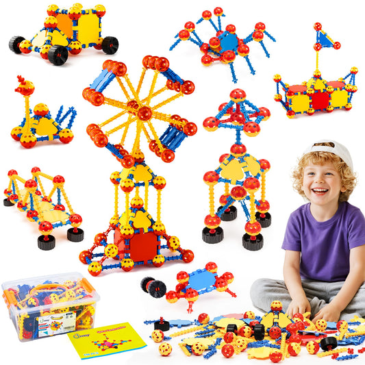 Cossy 198PCS STEM Building Blocks Kit for Kids, Educational Construction Toys, Creative Engineering & Learning Games for Ages 3-8