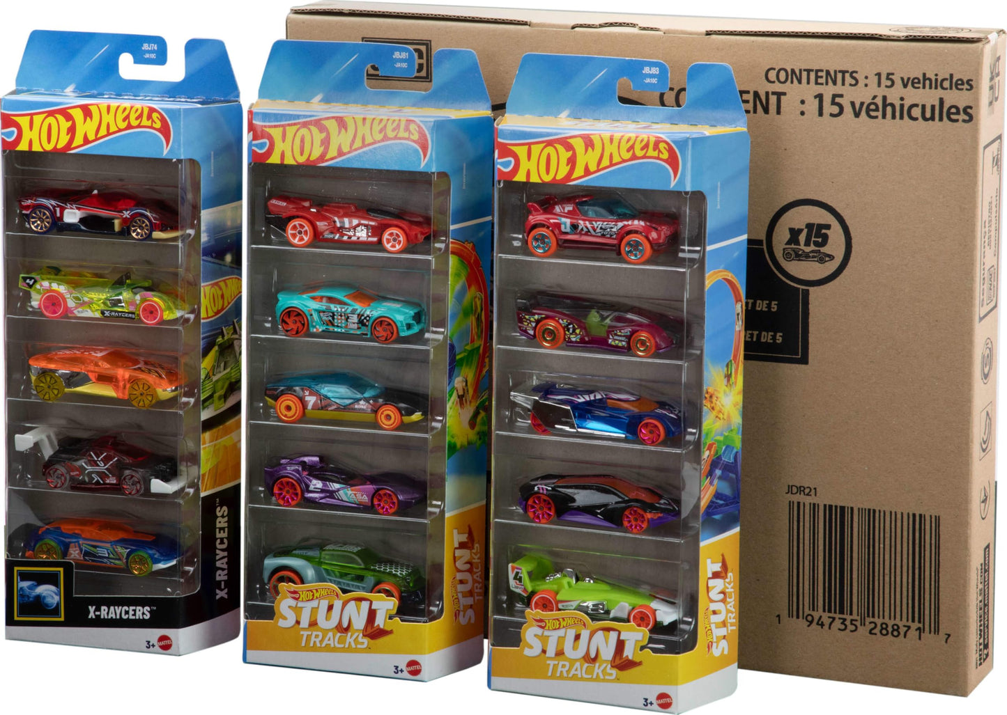 Hot Wheels Toy Cars or Trucks 5-Pack Bundle, 3 Themed Sets of 5 1:64 Scale Vehicles, 15 Total Vehicles for Kids & Collectors (Styles May Vary)