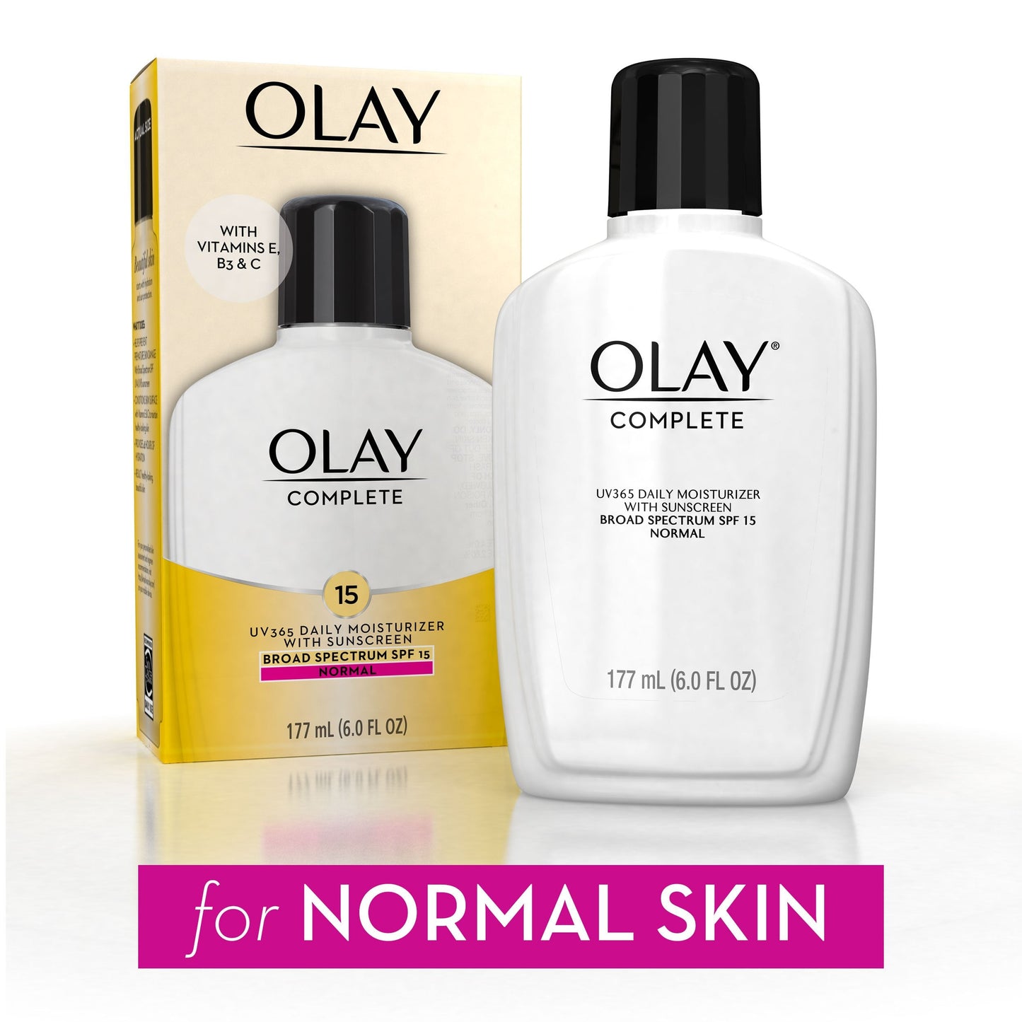 Olay Daily Face Moisturizer SPF 15 for Normal Skin - Lightweight Hydrating Lotion with Vitamins C, E & Niacinamide, 6 oz, 2-Pack