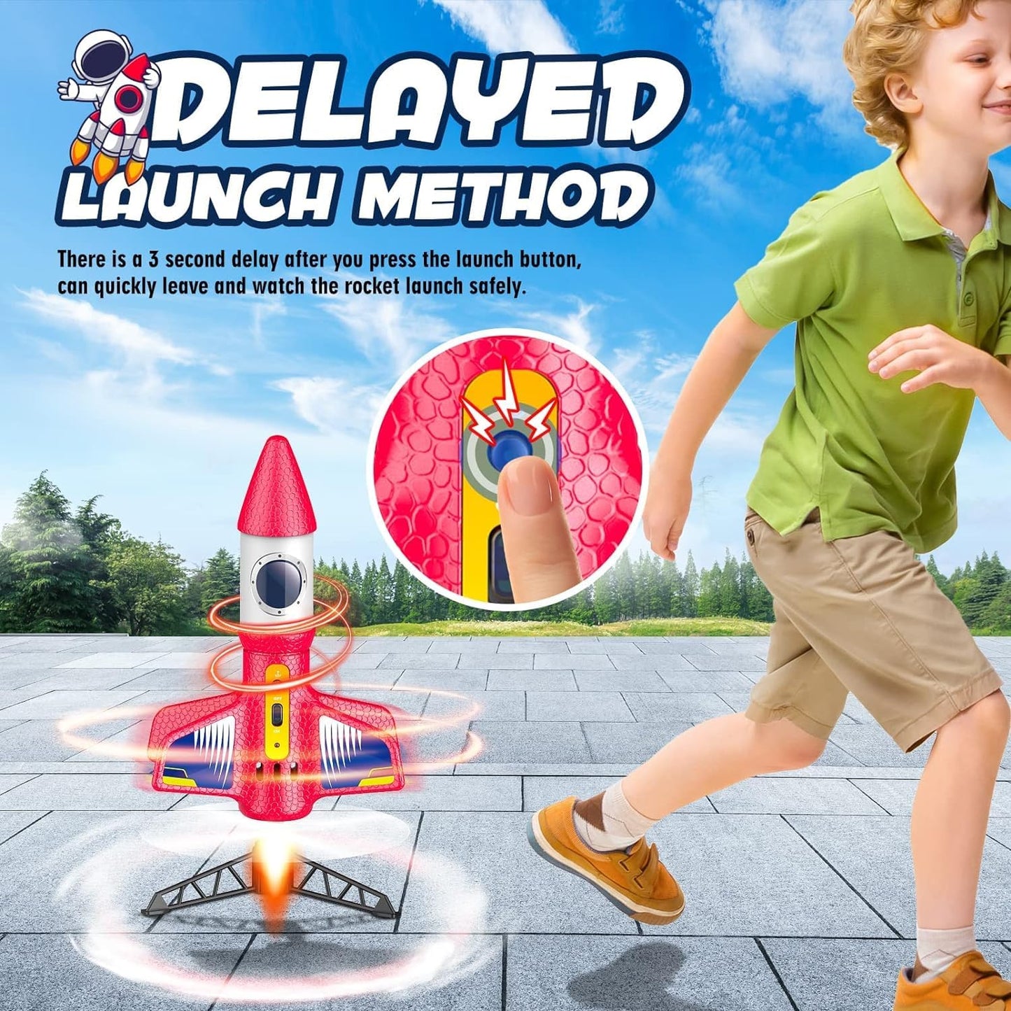 Electric Rocket Launcher Toy Kit for Kids – Outdoor Science & Backyard Fun, Ages 6-12, Cool Birthday & Easter Gift for Boys & Girls