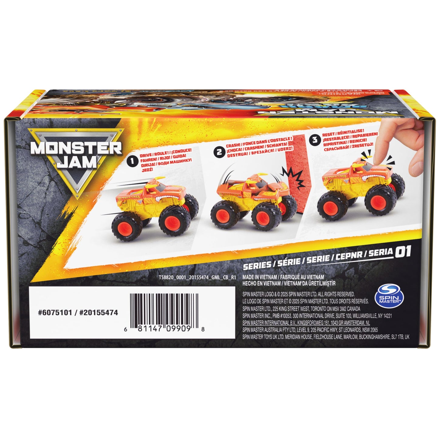 Monster Jam 2-Pack Monster Trucks – Megalodon & El Toro Loco, 1:64 Die-Cast, Repairable, Kids Toys for Ages 3+