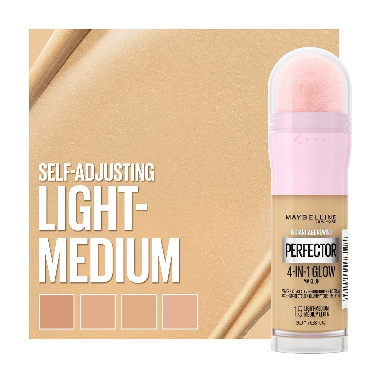 Maybelline New York Instant Age Rewind Instant Perfector 4-In-1 Glow Makeup, Light/Medium