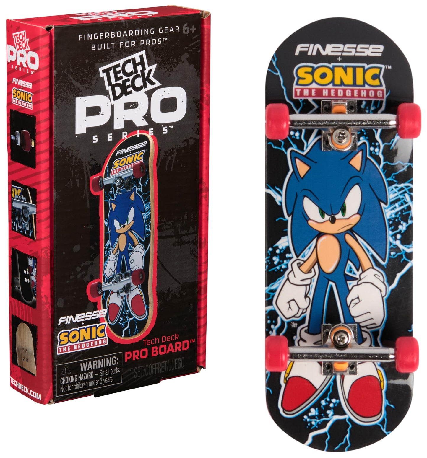 TECH DECK Finesse X Sonic The Hedgehog Pro Series Fingerboard with Storage Display – Authentic Mini Skateboard Toy for Kids 6+