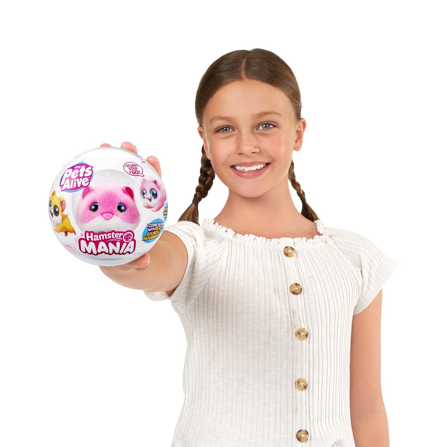 Pets Alive Hamstermania (Pink) by ZURU Hamster, Electronic Pet, 20+ Sounds Interactive, Hamster Ball Toy for Girls and Children