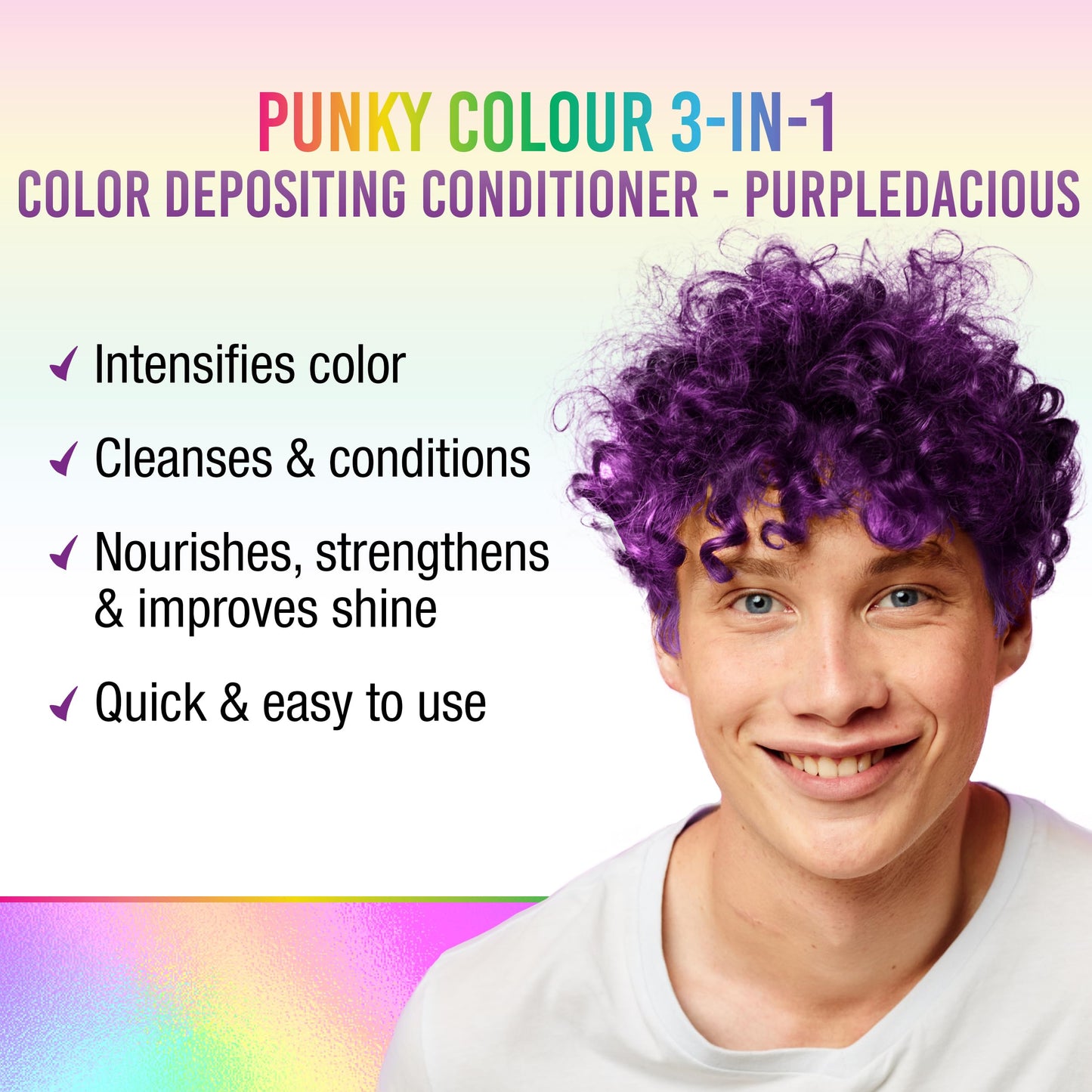 Punky Colour 3-in-1 Color Depositing Conditioner & Cleanser – Purpledacious | Semi-Permanent, Sulfate-Free Hair Dye & Conditioner, 8.5 fl oz