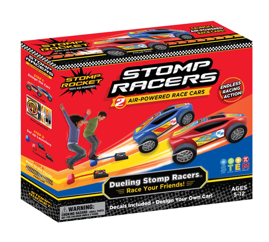 Stomp Racers Air-Powered Race Cars, 2-Pack - Dueling Launcher for Backyard Fun, Outdoor Kids Toy Gift for Boys, Girls & Toddlers