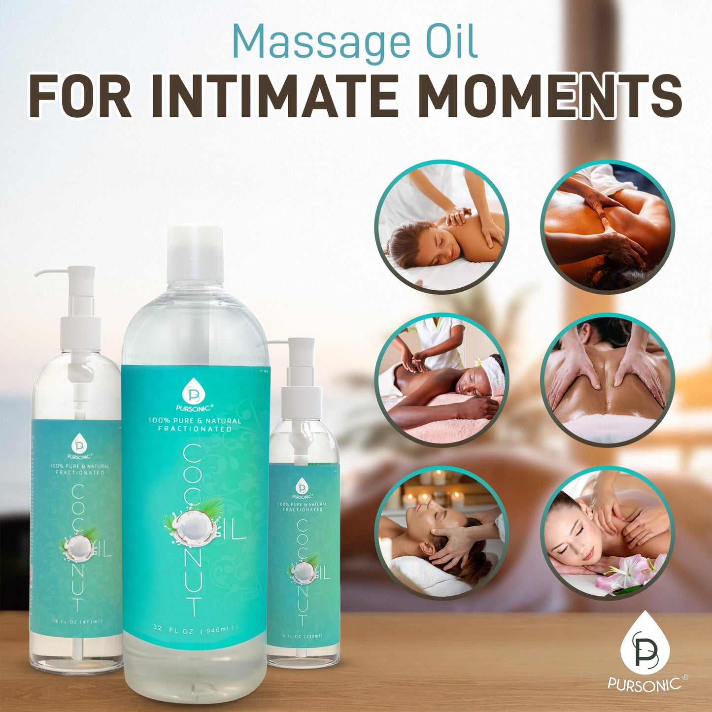 Pursonic Unscented Fractionated Coconut Oil 16oz – Multipurpose Carrier Oil for Skin, Hair, Body Massage, Makeup Removal & Aromatherapy