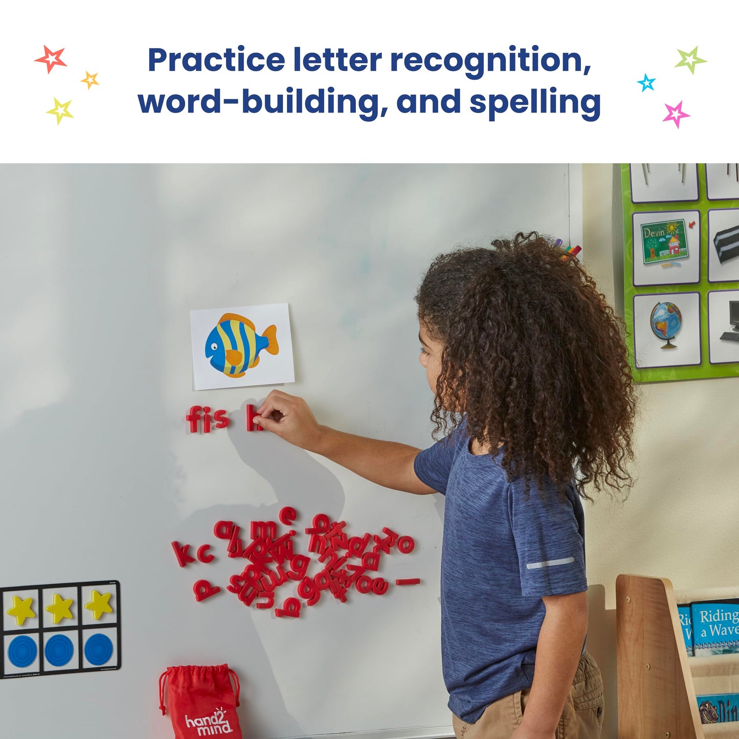 hand2mind Rainbow Lowercase Magnetic Letters for Kids – Alphabet Letter Magnets for Kindergarten, Word Building & Letter Recognition (Set of 6)